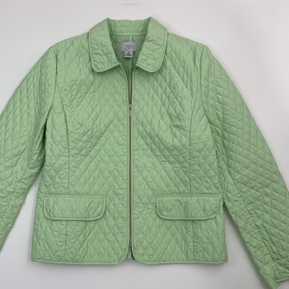 Ann Taylor Loft 14 full zip blazer light green